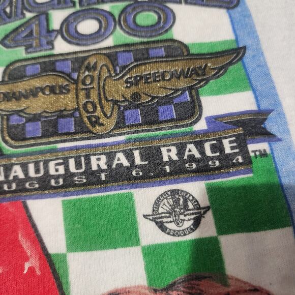 Vintage Bill Elliott Brickyard 400 Budweiser NASCAR Tee 90s USA Made XL - Picture 5 of 7